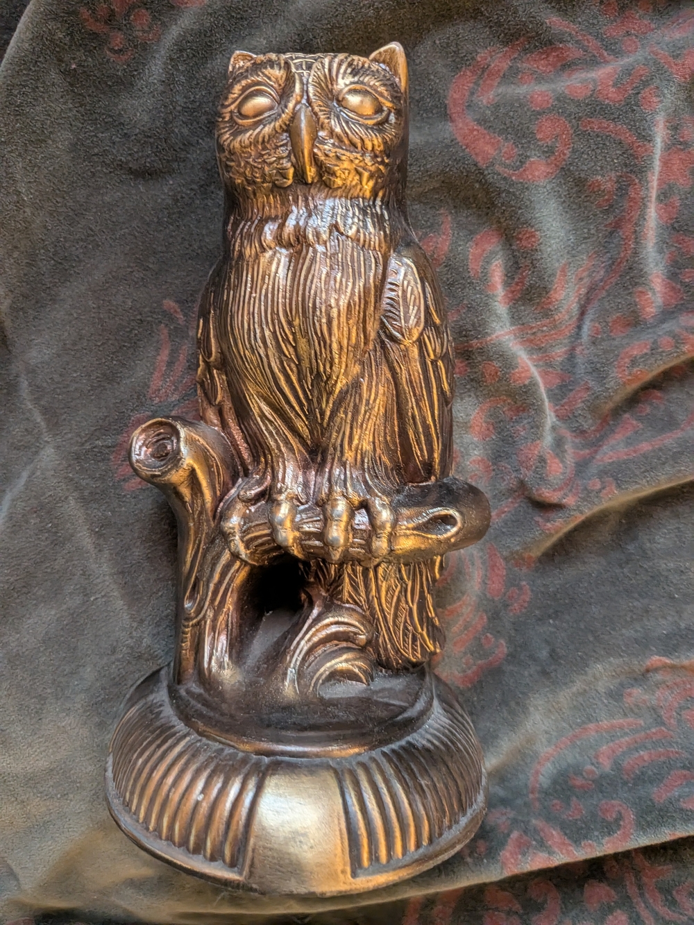 Bronze-Tone Owl Figurine Book End  Decorative Accent 1974
